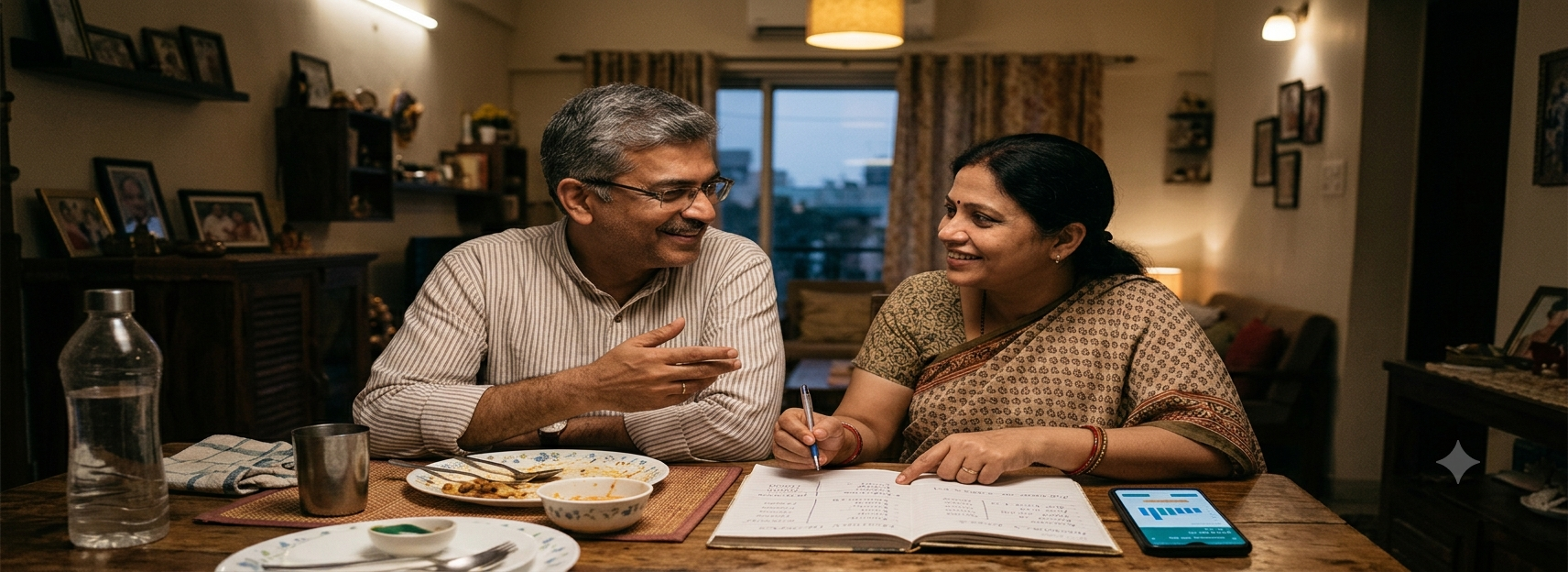 Indian couple planning their monthly SIP investment